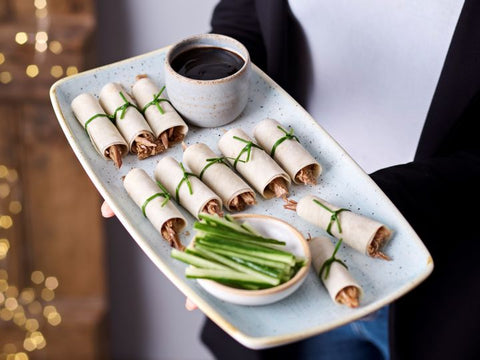 These mini Chinese-style duck pancake canapés are an absolute crowd pleaser