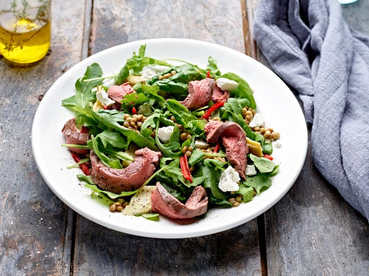 Puy Lentil, Steak & Feta Salad