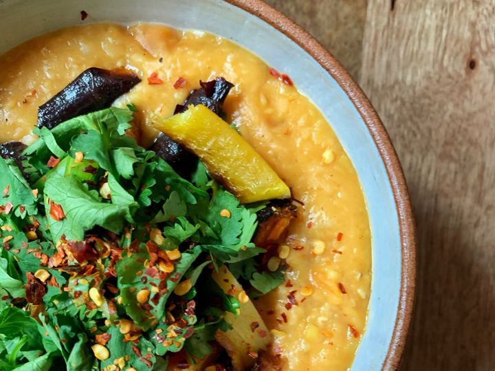 Sweet Potato Dahl with Turmeric & Ginger 